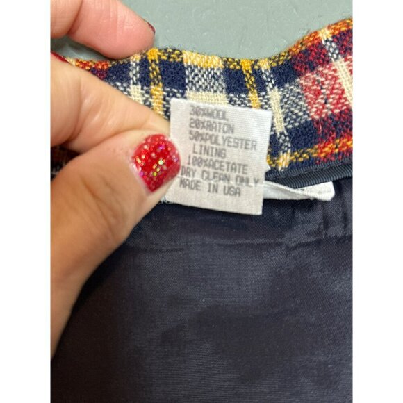 VTG Gruppo Americano Studio Women's 10 Wool Blend Plaid Fringe Long Wrap Skirt - Picture 12 of 13